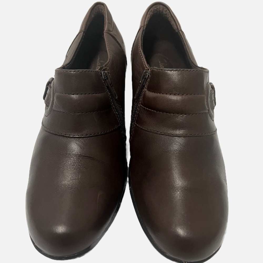 Clarks Bendables Ingalls Women's Size 8 Brown Leather Side Zip Shoes 62938